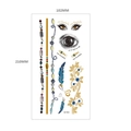Golden waterproof temporary tattoo sticker with eyes, feathers and beads, model M-T031 - Colorful Eyes Feathers Hearts (MT-31)