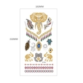 Metallic gold temporary tattoo sticker with elephant and hamsa hand patterns, 210x102mm - Gold Color Elephant Hamsa Hand (MT-35)