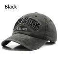 Vintage-Basecap in Dunkelgrau mit New York Stickerei im verwaschenen Look - Schwarz