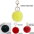 Faux rabbit fur keychain in pink yellow red and black with golden lobster clasp - Light Gold Figure 8 Chain Lobster Clasp / Yellow