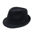 Chapeau Fedora classique en laine noire pour homme avec ruban décoratif vintage - Taille Unique 58cm Circonférence / Noir - Ruban Assorti