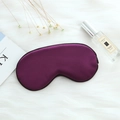 Adjustable dark purple silk sleep mask with satin finish on white plush background - Adjustable Buckle Paper Card Packaging / Deep purple