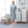 Women's blue waffle weave bathrobe with adjustable belt and deep front pockets - M / Female Style / Light Green