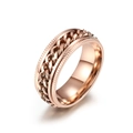 Anillo giratorio con cadena cubana en oro rosa y bordes dentados antideslizantes - Talla 7 / Oro rosa