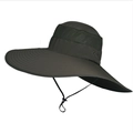 Waterproof wide brim outdoor sun hat for men in deep olive green with mesh venting - Army Green