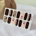 Leopard print and abstract nail art stickers QF-491 in brown and nude tones - Dark Brown Simple Line Art (QF491)