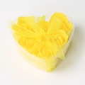 Yellow heart-shaped gift box containing six rose soap flowers with a matching bow - Yellow