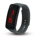 Minimalist grey silicone LED sports watch with rectangular digital display - Gray