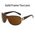 Gafas de sol oversize doradas con lentes marrones y detalle de flor de camelia - Marco Dorado Lente Té (C0.3)