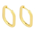 Polished gold geometric pentagon hoop earrings with minimalist Korean design for women - Oval Style