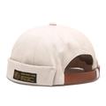 Off-white cotton Miki hat with brown leather strap and branded woven side label - Adjustable / Beige