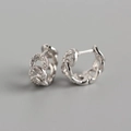 Orecchini a catena geometrici in argento sterling S925 con micro diamanti incastonati - Un paio / Oro Bianco
