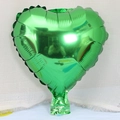10-inch heart-shaped green foil balloon with metallic luster on white textured cloth - 10 Inch Green Heart