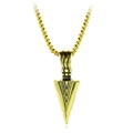 Men's vintage golden triangle arrowhead pendant necklace with geometric engraving - Arrowhead Pendant Necklace / Gold