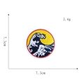 Detailed size and weight specs for circular Great Wave embroidery patch, 7.3cm diameter - 3#-Sea Wave Patch