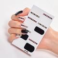 Minimalist AF-030 nail stickers with film style black, red, and yellow stripes on nails - AF-030 (Movie Film Style/Geometric Stripe)