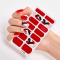 Minimalist nail stickers AF-009 featuring red, black, and white abstract brushstroke patterns - AF-09 (Red White Black/Abstract Stroke)