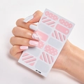 Minimalist full wrap nail stickers AF-038 with pink stars and silver glitter stripes - AF-038 (Pink/White Star/Glitter)