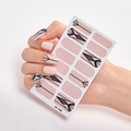 Minimalist nude pink nail stickers with black geometric lines and glitter, style AF-006 - AF-006 (Nude Pink/Black Geometric)
