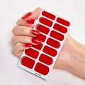 Red French nail stickers with silver glitter finish, full wrap adhesive decals style AF-013 - AF-013 (Red/Silver Glitter French)