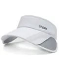 White open top sun hat with side retractable visors and breathable mesh panels - White
