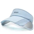Light blue empty top sun hat with retractable brim and mesh side for outdoor sport - Blue