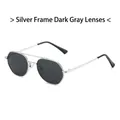 Gafas de sol polarizadas de metal con montura plateada y lentes gris oscuro de hombre - Marco Plateado Lente Gris Negro
