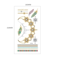 Golden and silver metallic jewelry style temporary tattoos with LOVE text and feather designs - Feather Jewelry Turquoise Color (MT-30)