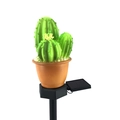 Solar powered garden stake light with green cactus and decorative pot for outdoor decor - Cactus Stake (3-Head)