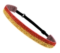 Elastic sequins headband with gold and red glitter, adjustable strap and velvet lining - Gold Red Glitter