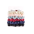 Set mit sechs bunten Satin-Haargummis auf einer weißen Sweet Girl-Kartonkarte - Satin Weinrot Set