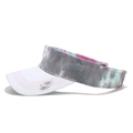 Detail view of cotton sun visor with white brim and colorful tie-dye headband design - Adjustable / Tie-Dye Grey