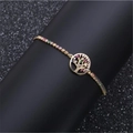 Adjustable gold tree of life bracelet with colorful cubic zirconia on black pedestal - Colorful Zircon Chain Tree of Life A