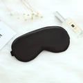 Adjustable black silk sleep mask with satin finish on white plush carpet - Adjustable Buckle OPP Bag Packaging / Black