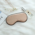 Champagne gold silk eye mask with black satin trim and adjustable buckle for sleep - Adjustable Buckle Paper Card Packaging / Champagne Pink