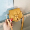 Mini yellow crossbody bag for kids with fringe detail and adjustable shoulder strap - Yellow