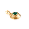 Colgante de acero de titanio con circón verde grande y acabado en baño de oro - Verde