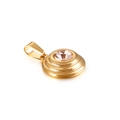 Titanium steel round pendant in gold finish with a faceted pink zircon stone - Champagne