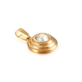 Titanium steel pendant featuring a colorful zircon stone in a gold concentric circle base - AB Color