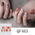 Detail of QF465 earth tone matte and glossy press-on nails with geometric designs - QF465