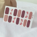 Waterproof leopard nail stickers in burgundy and dusty rose with silver glitter accents - Wine Red Shell Gradient (QF492)
