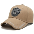 Berretto da baseball in cotone kaki con ricamo Special Forces e stemma militare - Regolabile / Cachi