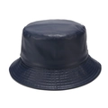 Detalle de gorro de pescador de cuero PU azul marino con costuras reforzadas en el ala - M (56-58cm) / Azul marino