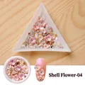 Pink shell flower nail art charms with pearls and studs for DIY manicure decoration - BKH-04 / Pink AB