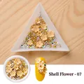 Nail art set with apricot shell flowers, pearls, and rhinestones in round storage box - Orange