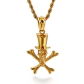 Colgante calavera gótica con sombrero de copa en acabado dorado y cadena de cordón - Solo colgante / Color Oro Calavera (KP83334-BDJX)