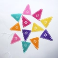 Colorful felt pennant banner with flower cutouts for Day of the Dead party decoration - Colorful Triangle Garland A