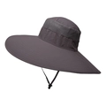 Dark grey waterproof sun hat for men with wide brim and mesh vents for hiking - Red Grey