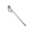 Polished silver stainless steel candle snuffer with a long handle and cylindrical bell - Silver