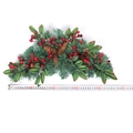 50cm Christmas swag with pine needles, red berries, and cones on a white background - 45cm (No Light)